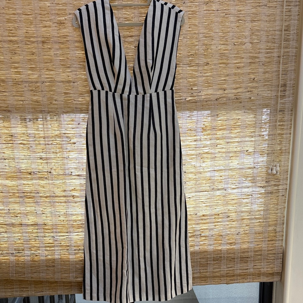 St. Agni Striped Black and White Sleeveless Linen Dress- Worn once